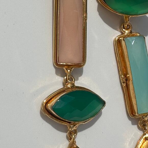 Sylvia Toledano Cascade Earrings Onyx Quartz Chalcedony 22k Gold Plated Bras$365 - Picture 10 of 16